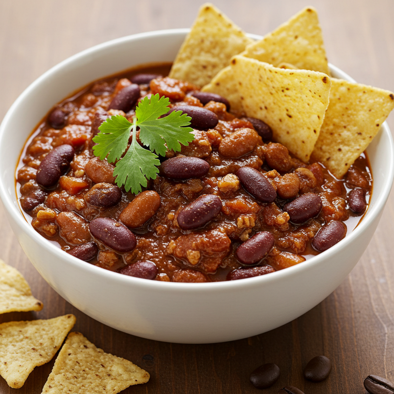 A bowl of chipotle chilli beans infused with freshly brewed Jamaican coffee
