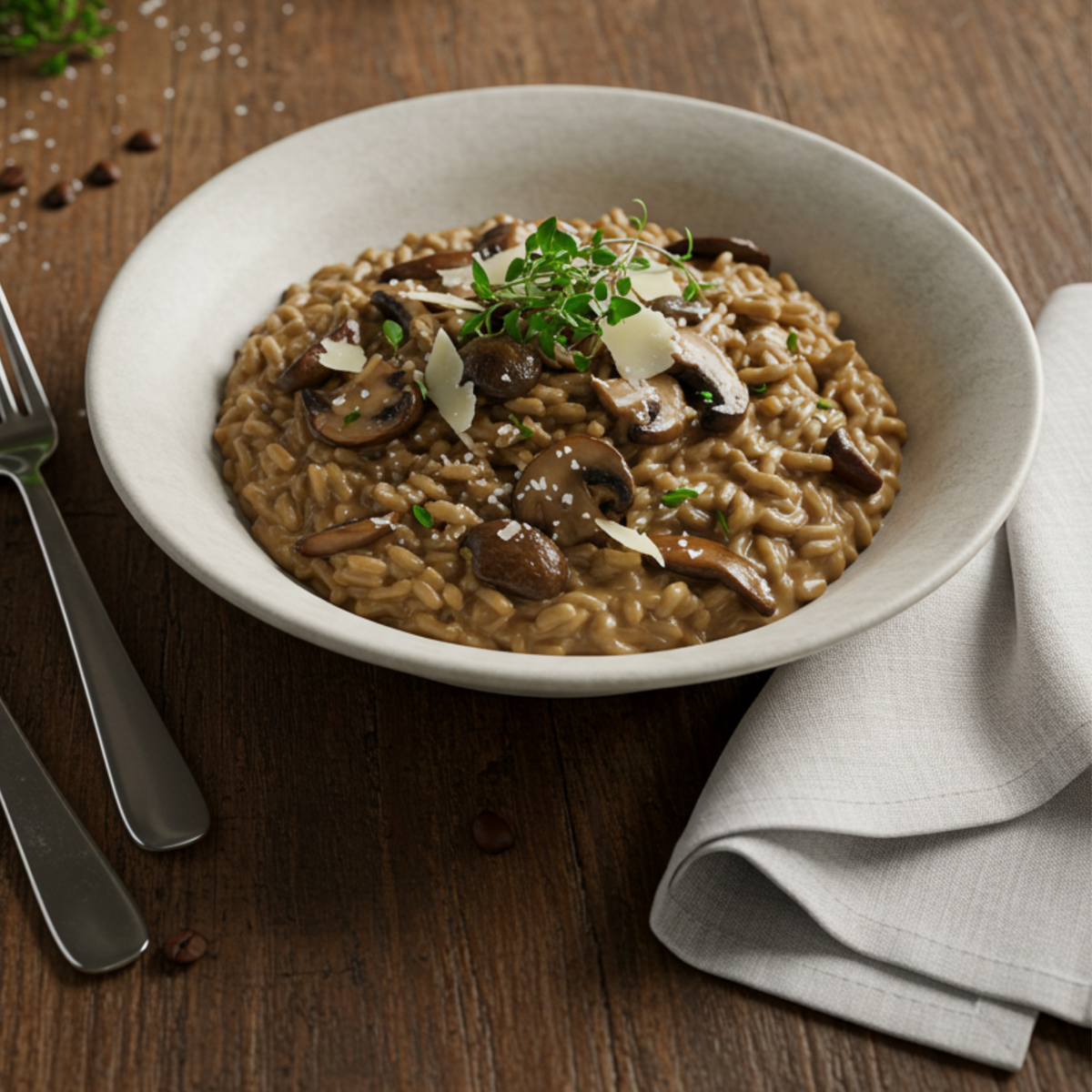 Brewed coffee mushroom risotto with Xaymaca coffee