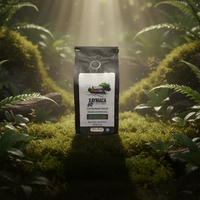 Xaymaca Clifton Mount Estate Coffee 8oz packaging in a forest setting